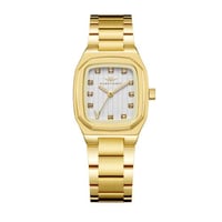 ساعة نسائية ذهبي مينا أبيض من ماركة سان لوريس