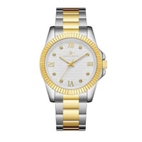 ساعة رجالية فضي ذهبي مينا ابيض ماركة سان لوريس