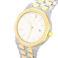 ساعة رجالية ألماس فضي ذهبي مينا أبيض من ماركة فايل...