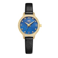 ساعة نسائية جلد أسود ذهبي مينا كحلي من ماركة سان ل...