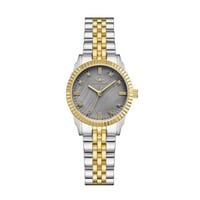 ساعة نسائية فضي ذهبي مينا رمادي ماركة سان لوريس