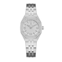 ساعة نسائية ألماس فضي مينا أبيض ماركة فايلت