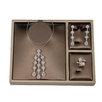 نص طقم زركون فضي فص وردي من فايلت