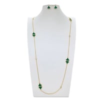 سلسال زركون طويل مع حلق ذهبي أخضر ماركة فايلت