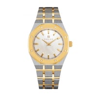 ساعة نسائية ألماس فضي ذهبي مينا أبيض ماركة فايلت