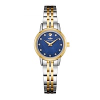 ساعة نسائية فضي ذهبي مينا كحلي ماركة سان لوريس