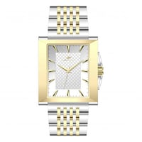 ساعة رجالية فضي ذهبي مينا أبيض من ماركة سان لوريس