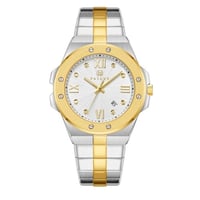 ساعة رجالية ألماس فضي ذهبي مينا أبيض من ماركة فايل...