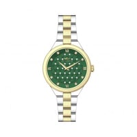ساعة نسائية فضي ذهبي مينا أخضر من ماركة سان لوريس