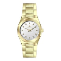 ساعة نسائية ذهبي مينا أبيض من ماركة سان لوريس