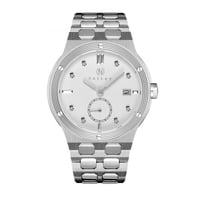 ساعة رجالية ألماس فضي مينا أبيض من ماركة فايلت