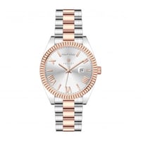 ساعة رجالية فضي نحاسي مينا أبيض ماركة فايلت