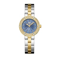 ساعة نسائية فضي ذهبي مينا سماوي ماركة سان لوريس