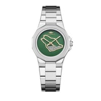 ساعة نسائية فضي بميناء خريطة المملكة ماركة سان لور...