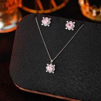 تعليقة مع حلق زركون فضي فص وردي من فايلت