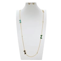 سلسال زركون طويل مع حلق ذهبي ملون ماركة فايلت