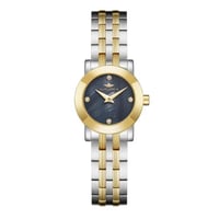 ساعة نسائية فضي ذهبي مينا أسود ماركة سان لوريس