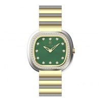 ساعة نسائية فضي ذهبي مينا أخضر ماركة فايلت