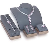 طقم زركون فضي فص وردي من ماركة فايلت