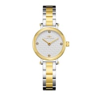 ساعة نسائية فضي ذهبي مينا أبيض من ماركة سان لوريس