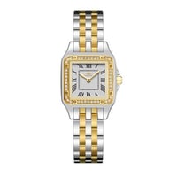 ساعة نسائية فضي ذهبي مينا أبيض من ماركة سان لوريس