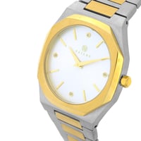 ساعة نسائية ألماس فضي ذهبي مينا أبيض ماركة فايلت