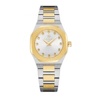 ساعة نسائية ألماس فضي ذهبي مينا أبيض ماركة فايلت