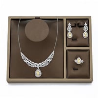 نص طقم زركون فضي فص أصفر من فايلت