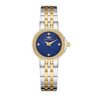 ساعة نسائية فضي ذهبي مينا كحلي ماركة سان لوريس