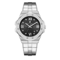 ساعة ألماس رجالية فضي مينا أسود من ماركة فايلت