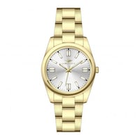 ساعة نسائية ذهبي مينا أبيض من ماركة سان لوريس