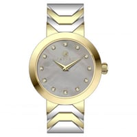 ساعة نسائية فضي ذهبي مينا رمادي من ماركة فايلت