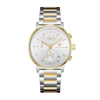 ساعة رجالية فضي ذهبي مينا أبيض ماركة فايلت