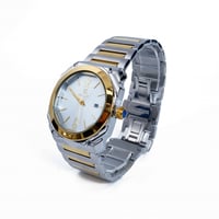 ساعة رجالية فضي ذهبي مينا أبيض ماركة فايلت