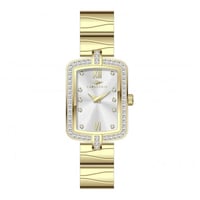 ساعة نسائية ذهبي مينا أبيض من ماركة سان لوريس