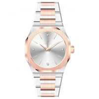 ساعة رجالية ألماس فضي نحاسي مينا أبيض ماركة فايلت