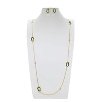 سلسال زركون طويل مع حلق ذهبي أخضر ماركة فايلت