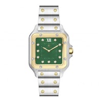 ساعة نسائية ألماس فضي ذهبي مينا أخضر ماركة فايلت