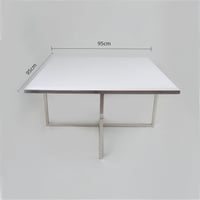 طقم طاولات استيل فضي بسطح خشبي ابيض اللون (1+4)