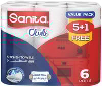 منشفة مطبخ سانيتا كلوب 6 بكرات × 40 ورقة – امتصاص...