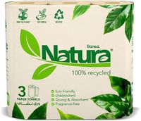 ناتورا ورق مطبخ 3 رول – طبقتين، امتصاص فائق لتنظيف...