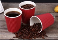 كاسات ورقية طبقتين مموج احمر 8 انز رابطه من 25 حبة