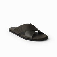 حذاء خليجي عملي بجلد فاخر باللون الزيتي