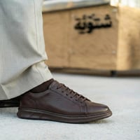 حذاء (DAILY) Sneakers جلد بقر طبيعي باللون البني