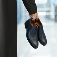 حذاء (CLASSIC) Oxford جلد بقر طبيعي باللون الكحلي