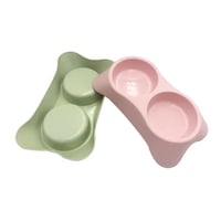 صحن للطعام والماء مزدوج الوان مختلفة