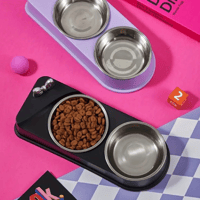 صحن طعام ستاليس مزدوج بعدة الوان