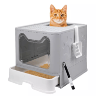 ليتر بوكس مغلق كبير مزود بدرج لتنظيف الرمل بسهولة...