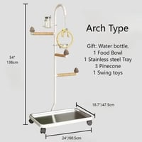 ستاند طيور أبيض عصري مع صينية وصحون ستانليس ستيل