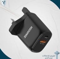 عرض رأس شاحن أصلي أسود بقوة 20 واط ذو منفذين يو اس...